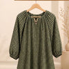 Relaxed Fit Cotton Blend Checkered Top