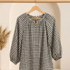Relaxed Fit Cotton Blend Checkered Top