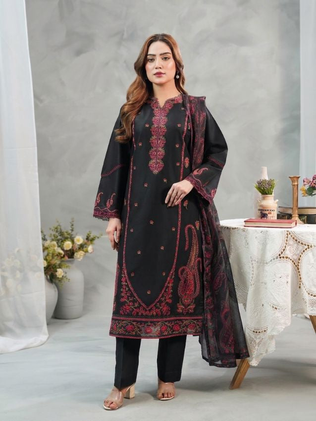 Deep Teal Embroidered 3-Piece Festive Suit - Hayats Collections