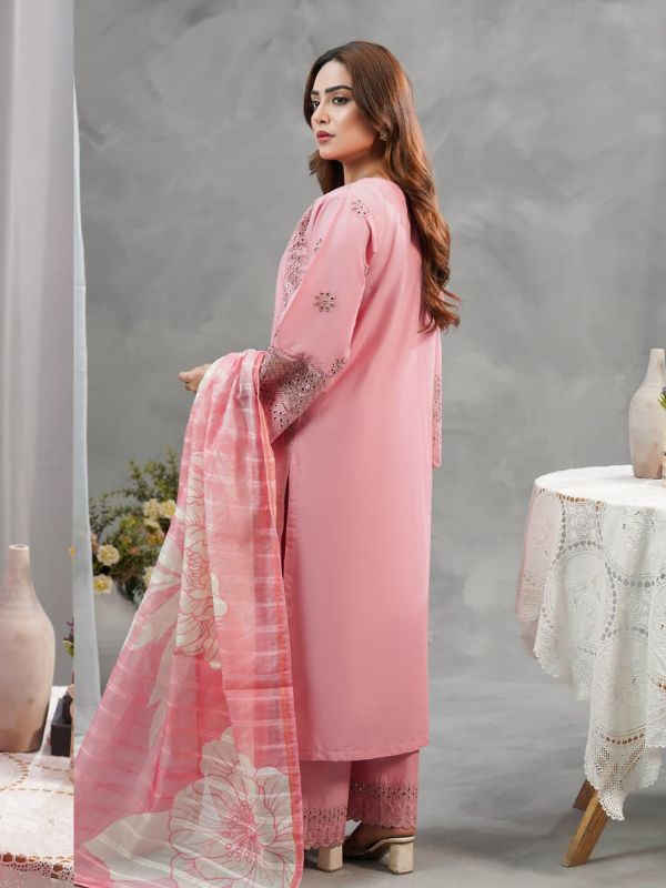 Blossom Pink Embroidered 3-Piece Lawn Suit