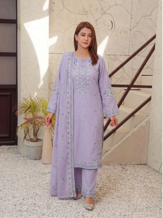 Embroidered 3 Piece Lawn Suit with Printed Dupatta