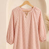 Relaxed Fit Cotton Blend Checkered Top