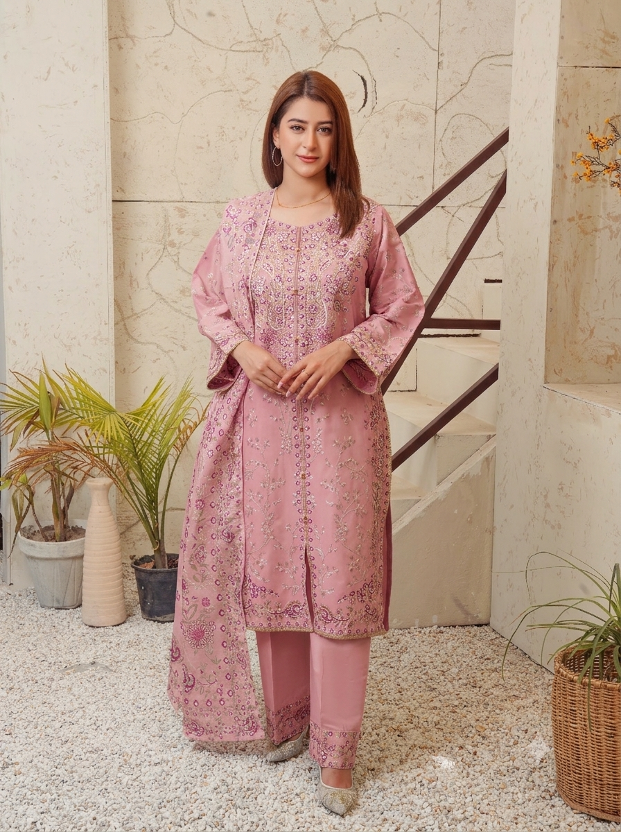 Embroidered 3-Piece Cotton Lawn Suit - Hayat’s Collections