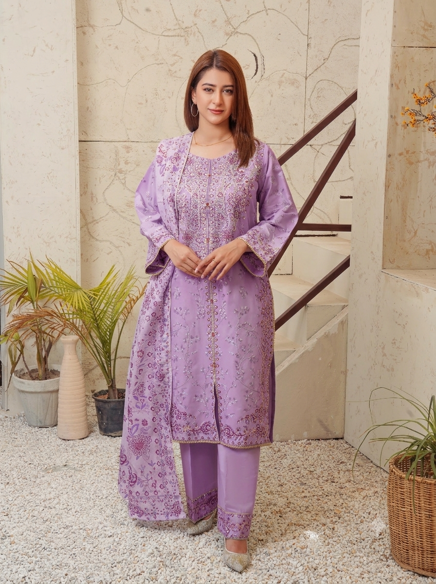 Embroidered 3-Piece Cotton Lawn Suit - Hayat’s Collections