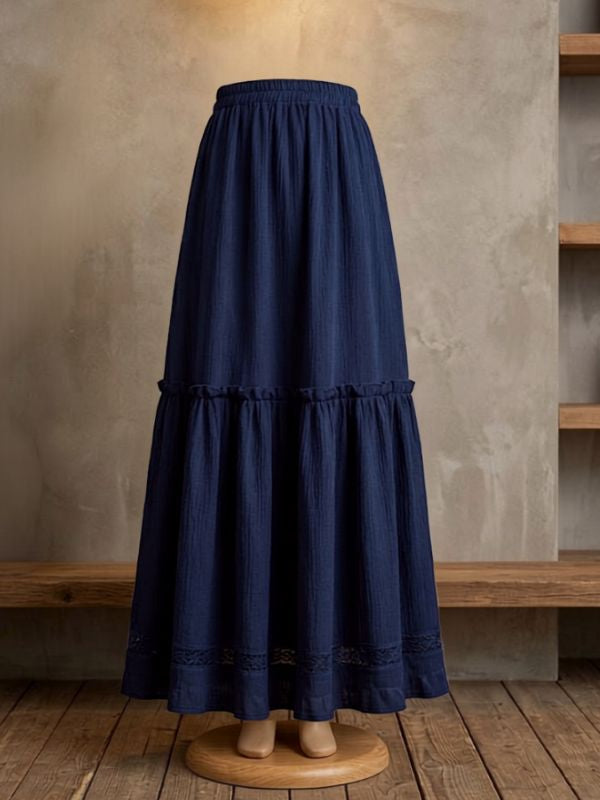 Bohemian Flared Cotton Maxi Skirt