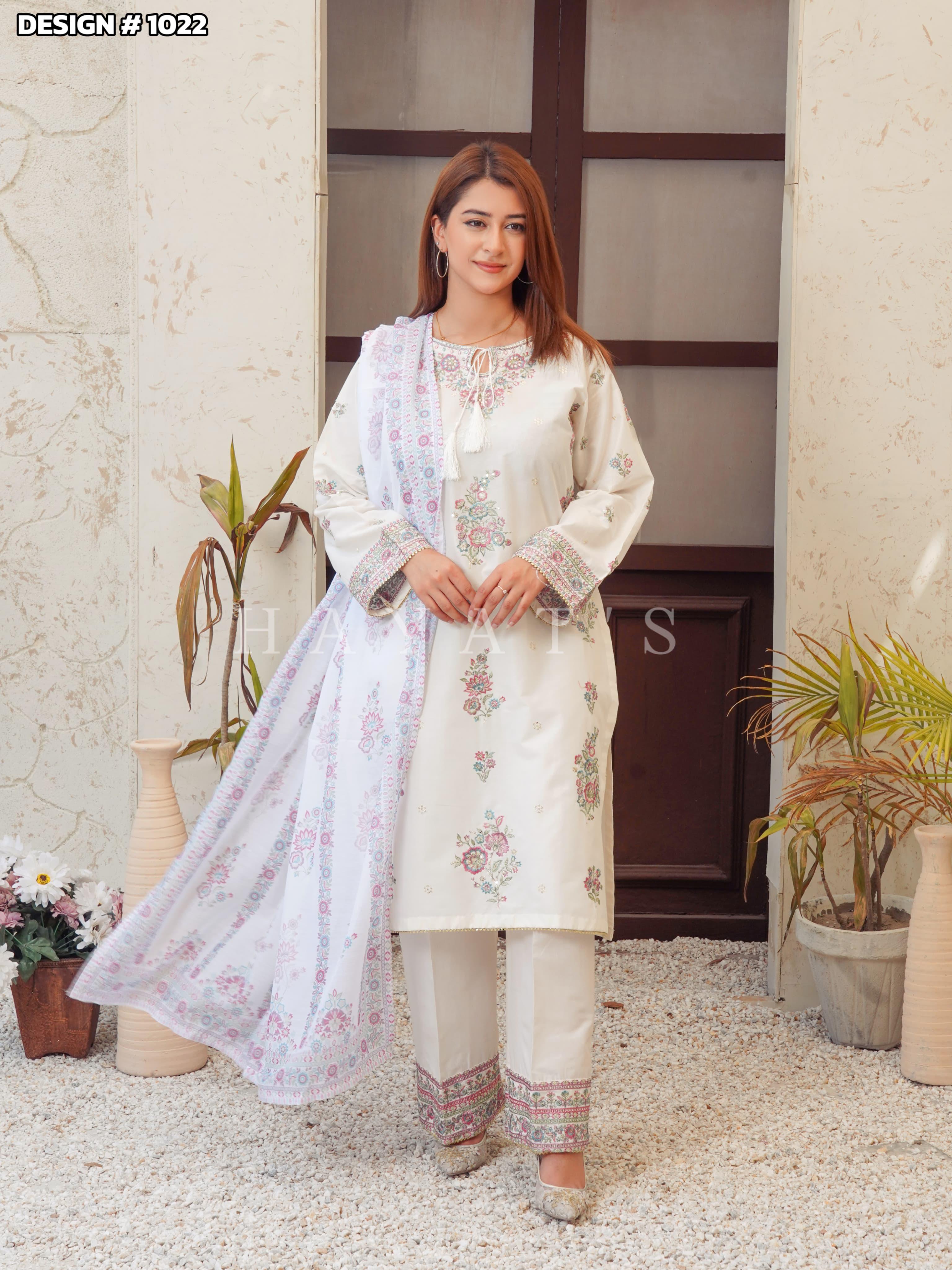Embroidered 3-Piece Cotton Lawn Suit - Hayat’s Collections
