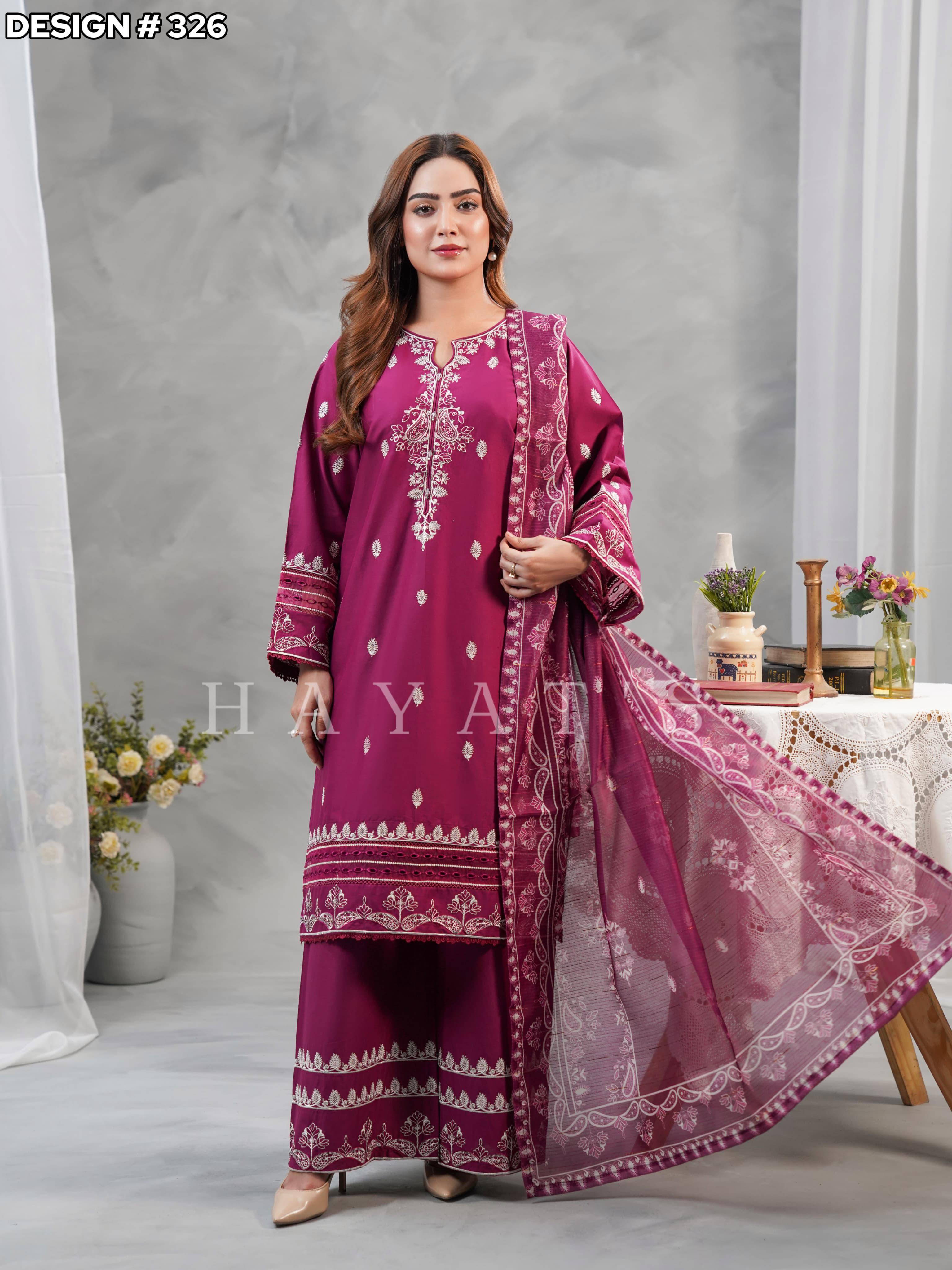 Premium 3-Piece Embroidered Cotton Suite -  Hayats Collections