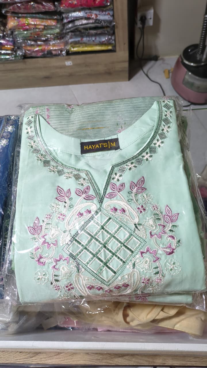 Embroidered Premium Cotton Three-Piece Suit -  Hayats Collections