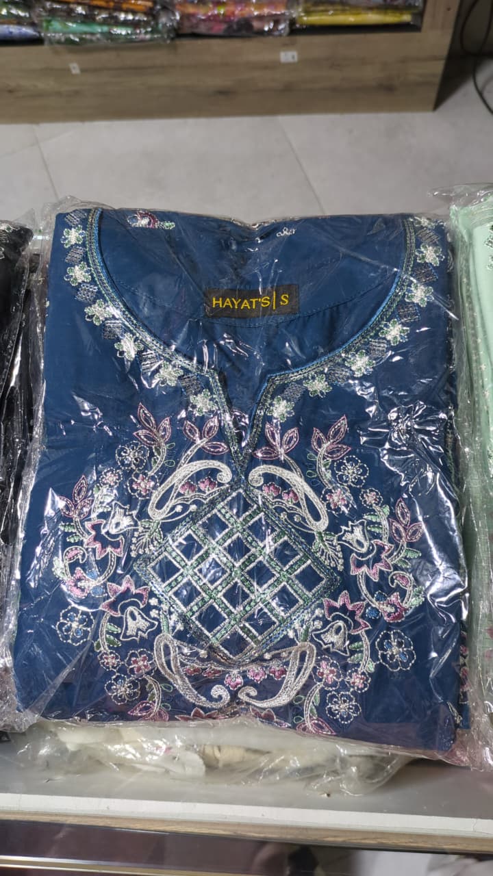 Embroidered Premium Cotton Three-Piece Suit -  Hayats Collections