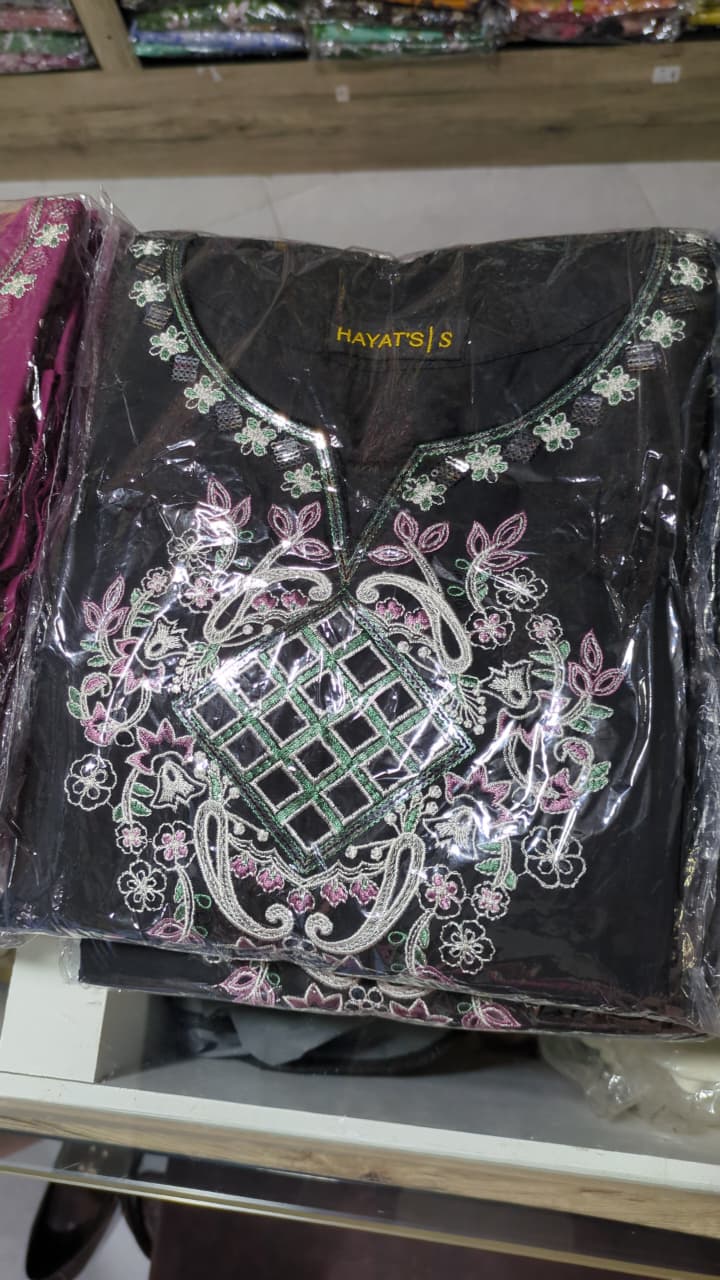 Embroidered Premium Cotton Three-Piece Suit -  Hayats Collections