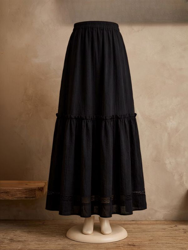 Bohemian Flared Cotton Maxi Skirt