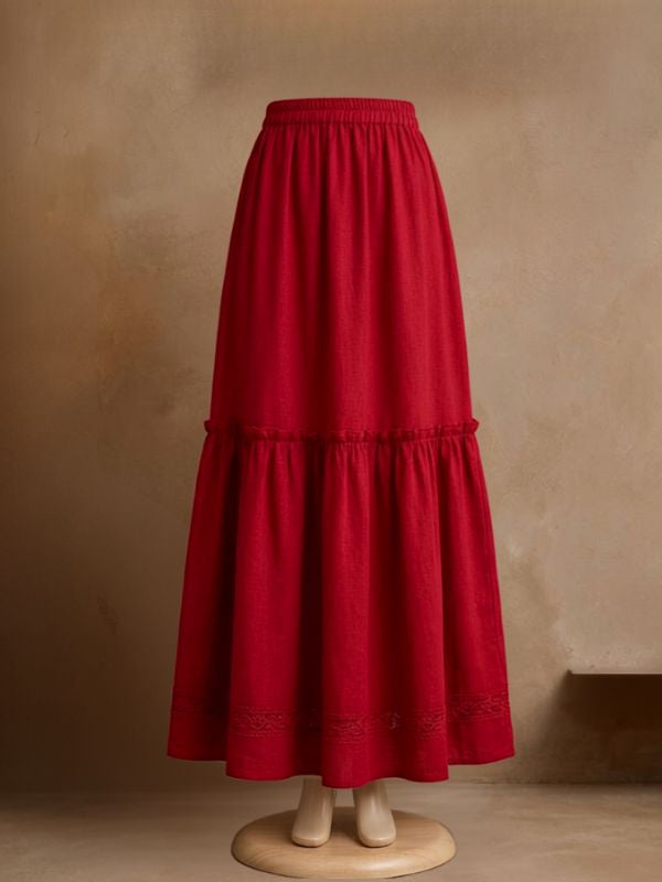 Bohemian Flared Cotton Maxi Skirt