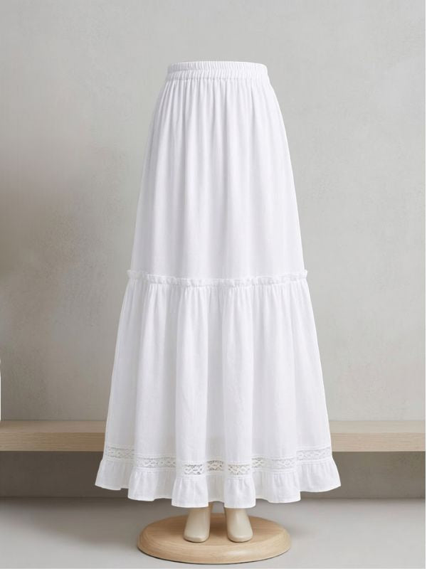 Bohemian Flared Cotton Maxi Skirt